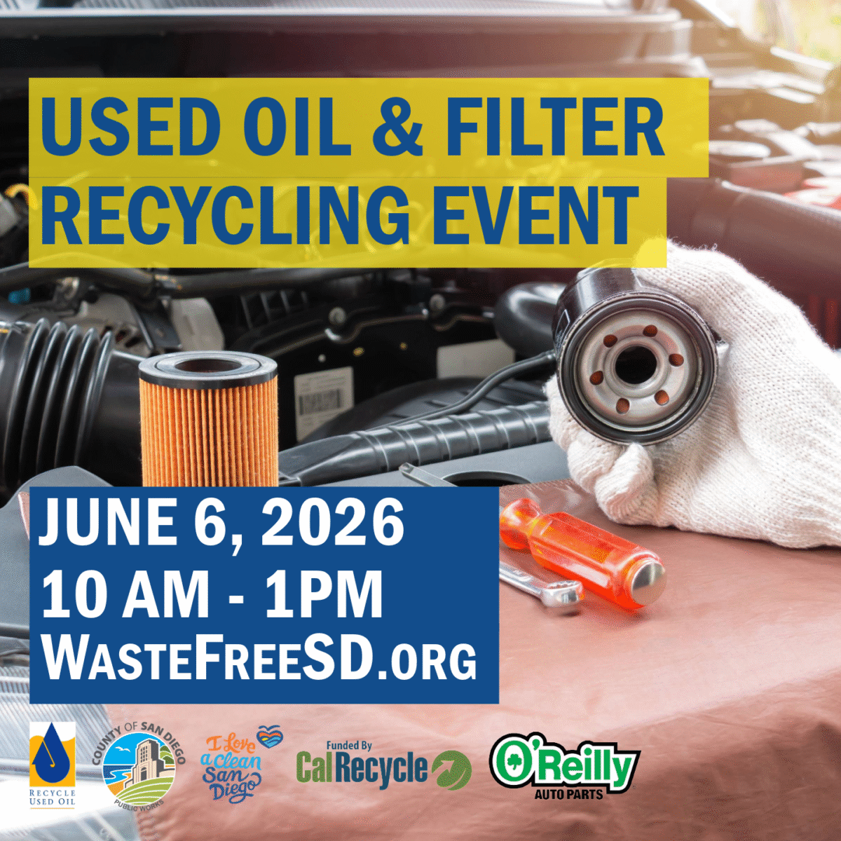 Oil Filter Exchange Event | June 6, 2026, 10AM – 1PM | Unincorporated County Residents